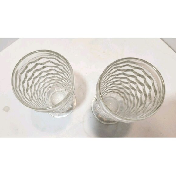 Vintage Clear Whitehall Iced Tea Glasses Cubist 6" Tall Set of 2 - Picture 2 of 11